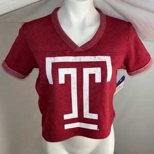 Alta Gracia Temple University Owls red cropped short sleeve sweatshirt XS